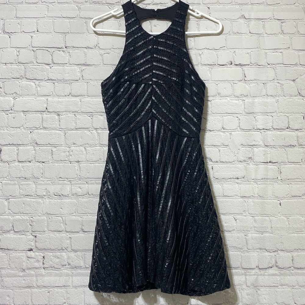 ANGL mini dress in black halter collar